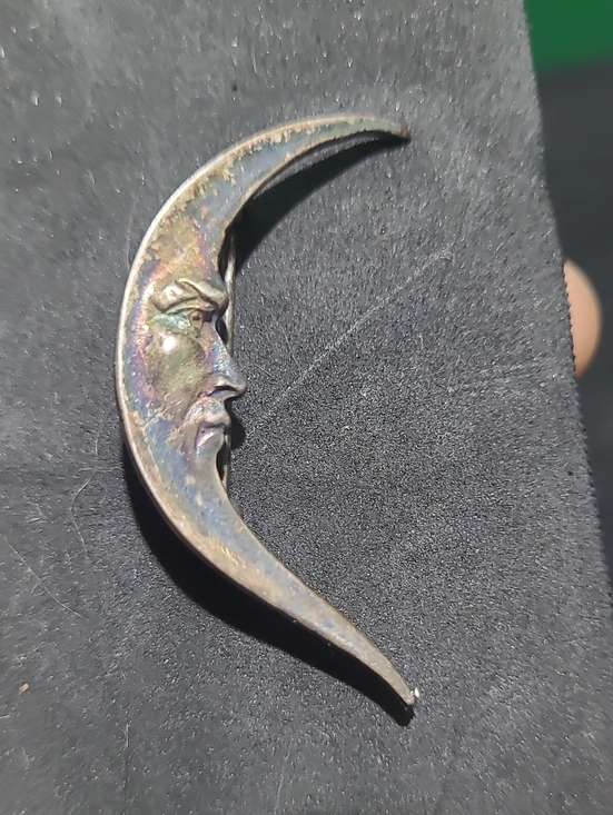 925 Sterling Silver Jewelry - Sterling Silver Celestial Man in the Moon Pin Brooch